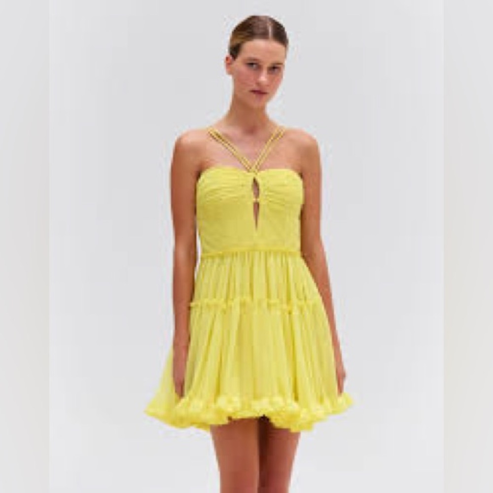 Patbo pleated chiffon mini dress / size 4 / brand new never worn
